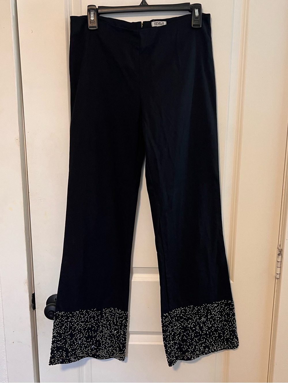 VNTG Cordelia Y2K Beaded Wide Leg Low Rise Back Zipper Closure Pants